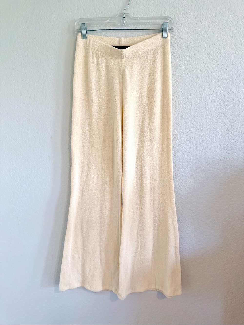 NWOT Cream Wide-Leg Terry Cloth Soft Pants